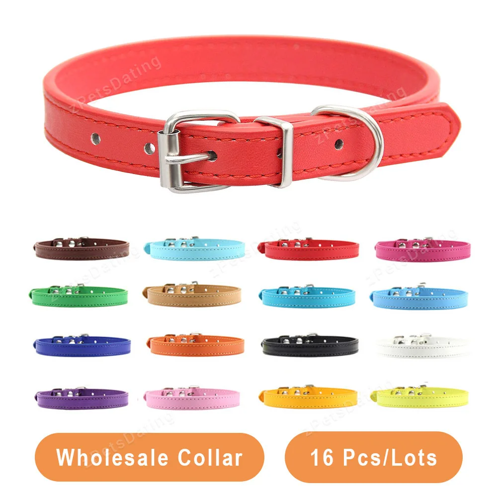Pet Supplies In Bulk - Wholesale 16 PCS Pet Collar Solid